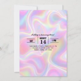 Invitación Girly Vibrant Pastel Holographic Swirl Design     