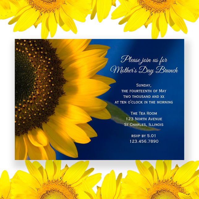 Invitación Giro amarillo en brunch del Día de la Madre Azul (Subido por el creador)