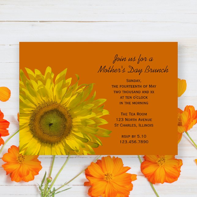 Invitación Giro amarillo en Brunch del Día de la Madre Naranj (Subido por el creador)