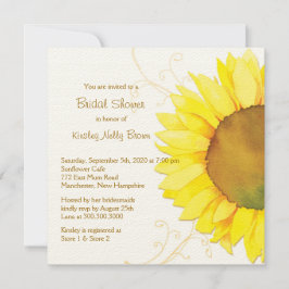 Invitación Giro amarillo y ducha de novia floral floral