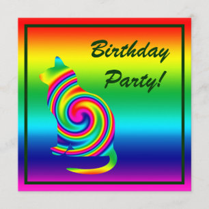 Invitación Giro arcoiris con forma de gato