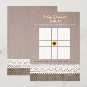 Invitación Giro de girasol y crochet encaje Bingo de Baby Sho
