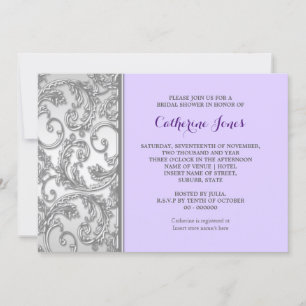 Invitación Giro floral de plata morada