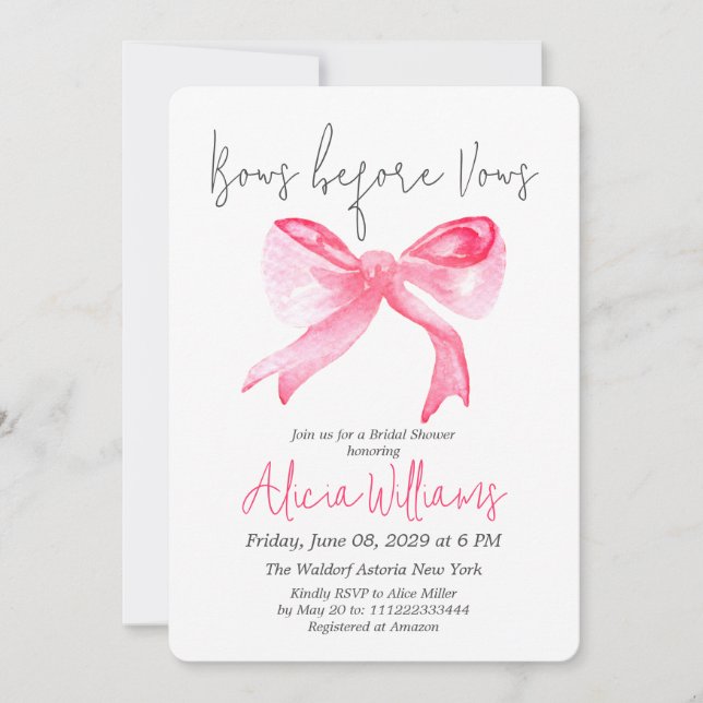 Invitación Giro se dobla antes de prometer ducha de novia ros (Anverso)