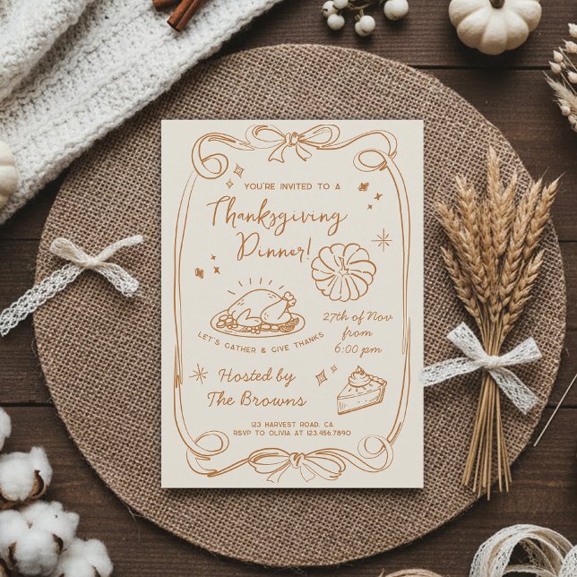 Invitación Give Thanks Thanksgiving Dinner Rustic Invitation (Subido por el creador)