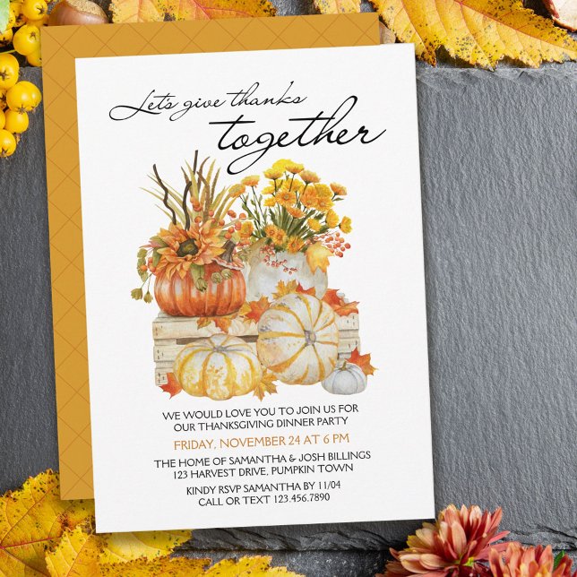 Invitación Give Thanks Together Pumpkin Thanksgiving Dinner (Subido por el creador)