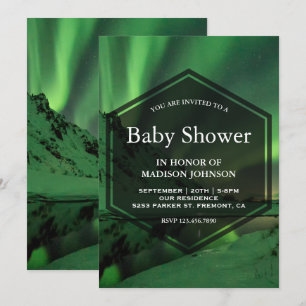 Invitación Glaciar Aurora Northern Lights Baby Shower