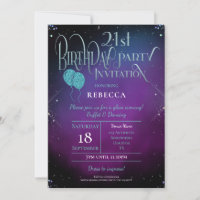 Glam 21st Birthday Decorative Script Purple Fiesta