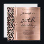 Invitación Glam 30º cumpleaños del Leopardo de oro negro y Ro<br><div class="desc">Crea tus propias invitaciones de cumpleaños de personalizable para el glamoroso cumpleaños 30. A la izquierda hay un brillante gráfico de Relieve metalizado de papel de leopardo negro y rosa de color oscuro. A la derecha, dejando espacio para la invitación de tu personalizado, hay un gráfico de arte digital de...</div>