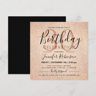 Invitación Glam 30.ª pintura Rosa Purpurina de oro