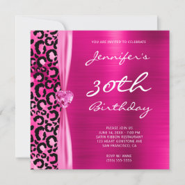 Invitación Glam 30 cumpleaños del Leopardo rosa brillante
