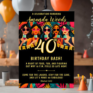 Invitación Glam 40 cumpleaños bash con noche de chicas de mod