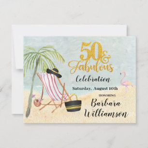 Invitación Glam 50 y Fabulous Beach Scene Fiesta