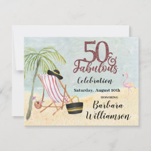 Invitación Glam 50 y Fabulous Beach Scene Fiesta