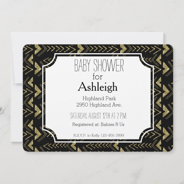 Invitación Glam Arrows Black and Gold (Anverso)