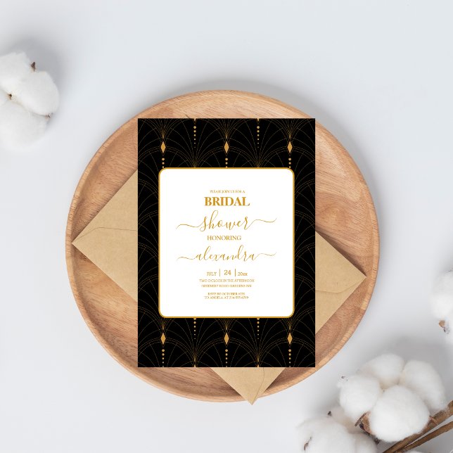 Invitación Glam Art Deco Black Gatsby Nodal de los años 20 (Subido por el creador)