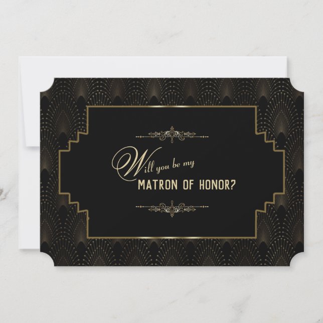 Invitación Glam Art Deco Gran Gatsby Ser Matrón de Honor (Anverso)