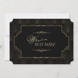 Invitación Glam Art Deco Great Gatsby Be My BEST MAN