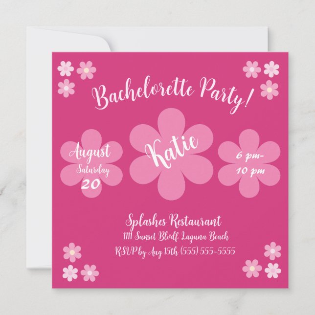 Invitación Glam-Barchelorette- Flor de Rosa (Anverso)