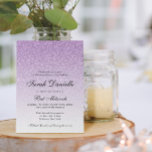 Invitación Glam Bat Mitzvah, Purpurina morado claro<br><div class="desc">Esta hermosa invitación incluye un patrón de purpurina y el texto de su personalizado. Utilice el formulario de plantilla para agregar su información.</div>