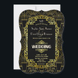 Invitación Glam Black & Gold Great Gatsby Art Deco Boda<br><div class="desc">Único, vintage Roaring 20s Gran Gatsby Gold diseño de tarjeta con un viejo marco dorado, oro falso, negro y una paleta de colores (frases) de enfoque blanco, iniciales. Utilice la herramienta Personalize para agregar su información. Para ver los artículos que coincidan, por favor, visite mi Colección de Bodas de oro...</div>