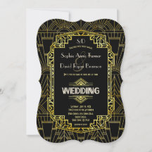 Glam Black & Gold Great Gatsby Art Deco Boda