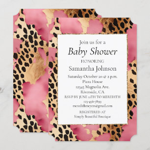 Invitación Glam Black Gold Leopard