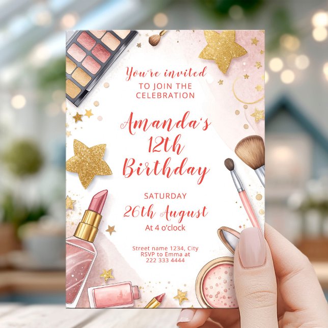 Invitación Glam Blush Pink Spa Birthday Party (Subido por el creador)