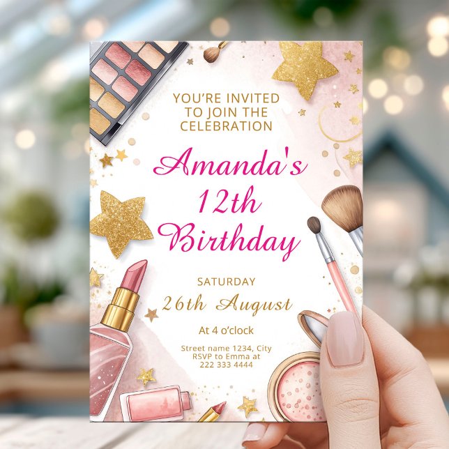 Invitación Glam Blush Pink Spa Birthday Party (Subido por el creador)