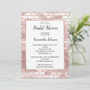 Invitación Glam Blush Rosa Brillo Ladrillos Despedida de Solt