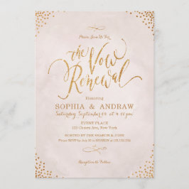 Invitación Glam blush rosa oro caligrafía de oro renovación d