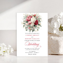 Invitación Glam Boho Blush White Gold Wedding Invitation