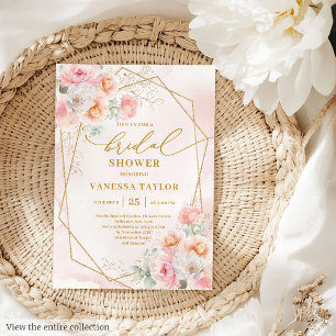 Invitación Glam Boho Rubor Gold Purpurina Bridal Shower invit