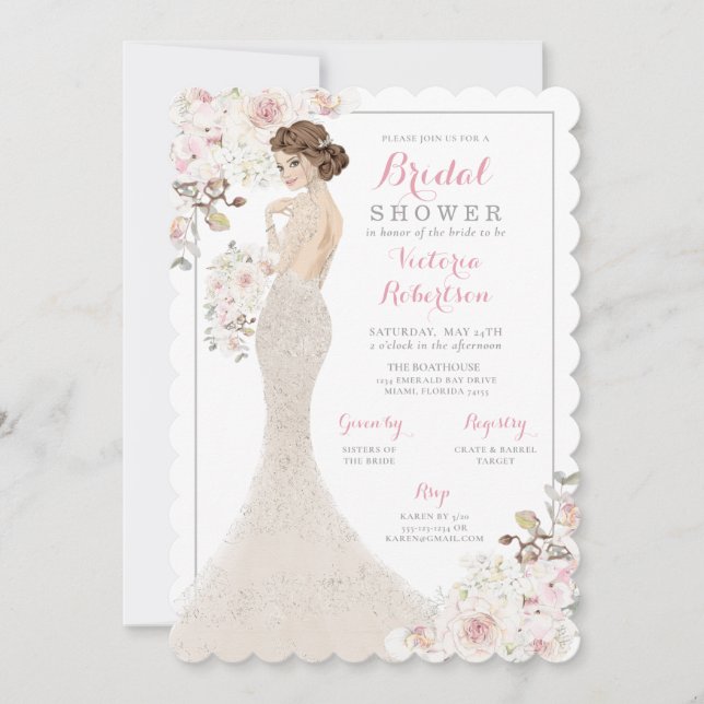 Invitación Glam Bride en una sirena en una ducha de novia (Anverso)
