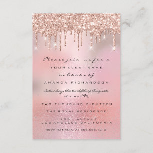 Invitación Glam Brillo Gotas Rosa Dorado Bodas Dulces 16
