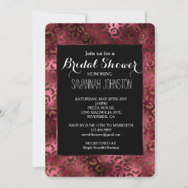Invitación Glam Brown Burgundy Leopard Imprimir ducha de novi