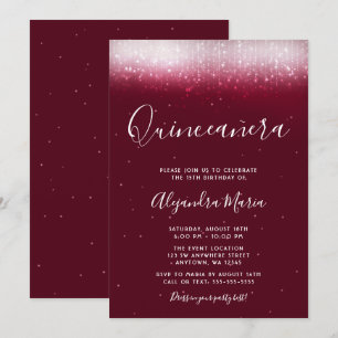 Invitación Glam Burgundy Quinceañera