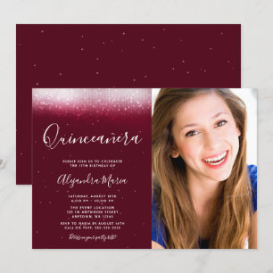 Invitación Glam Burgundy Quinceanera Foto