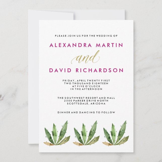 Invitación Glam Cactus Boda (Anverso)