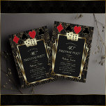 Invitación Glam Casino Great Gatsby 40th Poker Birthday<br><div class="desc">¡CUALQUIER EDAD! Diseño de tarjetas Royal, Romantic, Vintage con temas de Gran Gatsby y Casino. Presenta un Gran Gatsby, una forma de estilo Hollywood Art Deco de los años 20 de Roaring, una forma real de oro falso freer-de-lis, un divisor de oro y fuentes vintage, un par de dados, sobre...</div>