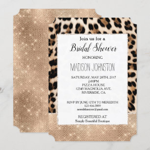 Invitación Glam Champagne Glitz Cream Leopard