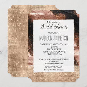 Invitación Glam Champagne Glitz Rosa Gold Black