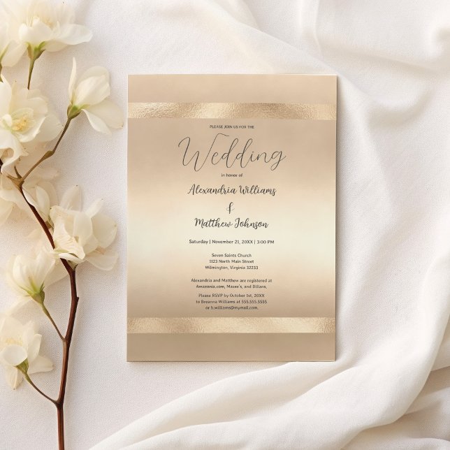 Invitación Glam Champagne Gold Glamour Boda de lujo (Glam Champagne Gold Glamour Luxury Wedding )