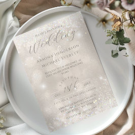 Invitación Glam Champagne y Purpurina Elegant Photo Boda