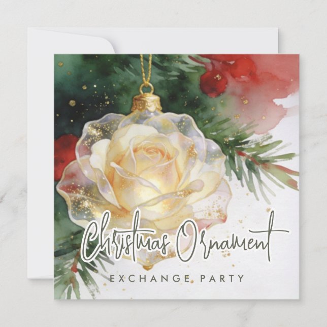 Invitación Glam Christmas Ornament Shaped Like a Rose Invi (Anverso)