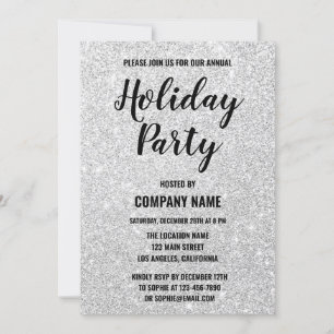 Invitación Glam Company Holiday Party Silver Purpurina Sparkl