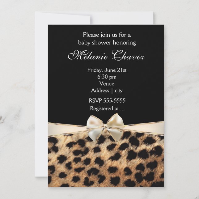 Invitación Glam con Estampado de Leopardo y Cheeta (Anverso)