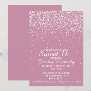 Invitación Glam Confetti moderno dulce 16 cumpleaños