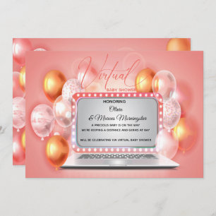 Invitación Glam Coral portátil moderno Virtual Baby Shower