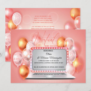 Invitación Glam Coral portátil moderno Virtual Baby Shower